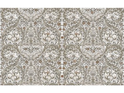 Vliesová obrazová tapeta na zeď, šedo-béžová, květiny, 125409, William Morris At Home, velikost 4 x 2,5 m