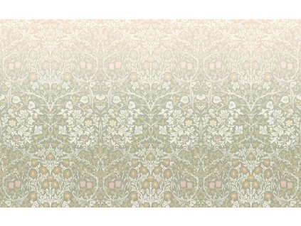 Vliesová obrazová tapeta na zeď, zeleno-růžová, květiny, ptáci, 125355, William Morris At Home, velikost 4 x 2,5 m