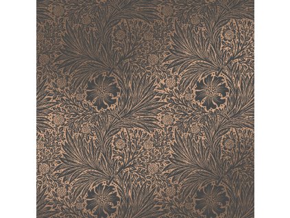 Vliesová tapeta na zeď, černo-bronzová, květiny, listy, 124254, William Morris At Home, velikost 10 x 0,52 m