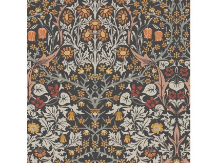 Vliesová tapeta na zeď, šedo-černá, květiny, listy, 124250, William Morris At Home, velikost 10 x 0,52 m