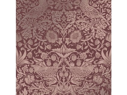 Vliesová tapeta na zeď, vínová, květiny, ptáci, 124235, William Morris At Home, velikost 10 x 0,52 m