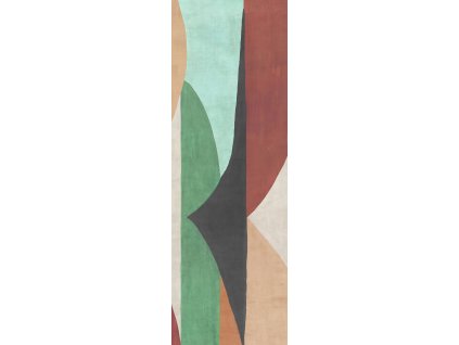 Geometrická vliesová obrazová tapeta na zeď, zeleno-hnědá, DGAMA3022-260, Amani, Masureel, velikost 1,06 x 2,6 m