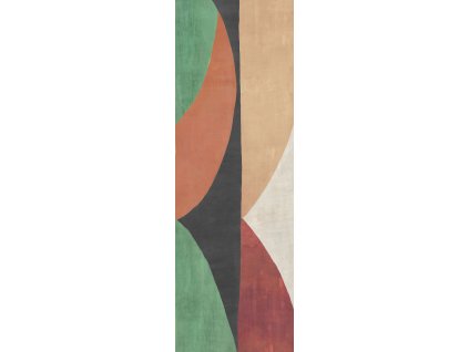 Geometrická vliesová obrazová tapeta na zeď, zeleno-hnědá, DGAMA3021-300, Amani, Masureel, velikost 1,06 x 3 m