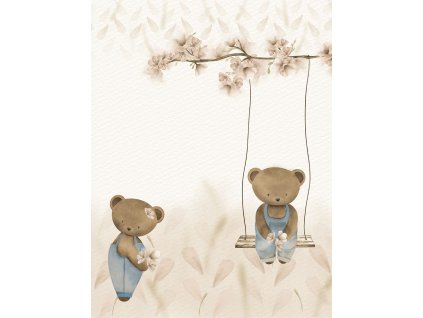 Dětská vliesová obrazová tapeta na zeď, béžová, medvídci, CW6127-2, Cute Walls, Decoprint, velikost 2,12 x 2,8 m