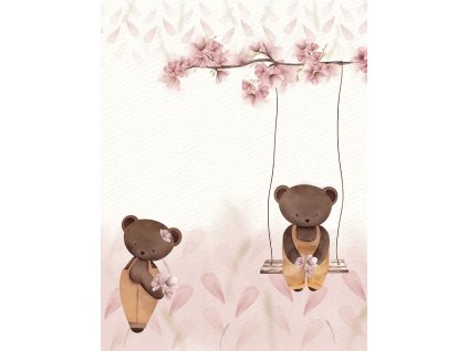 Dětská vliesová obrazová tapeta na zeď, růžová, medvídci, CW6127-1, Cute Walls, Decoprint, velikost 2,12 x 2,8 m