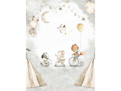 Dětská vliesová obrazová tapeta na zeď, zvířátka, CW6055-1, Cute Walls, Decoprint, velikost 2,12 x 2,8 m