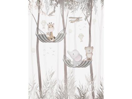 Dětská vliesová obrazová tapeta na zeď, zvířátka, CW6032-1, Cute Walls, Decoprint, velikost 2,12 x 2,8 m