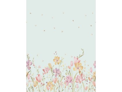 Vliesová obrazová tapeta na zeď, modrá, květiny, CW6129-2, Cute Walls, Decoprint, velikost 2,12 x 2,8 m