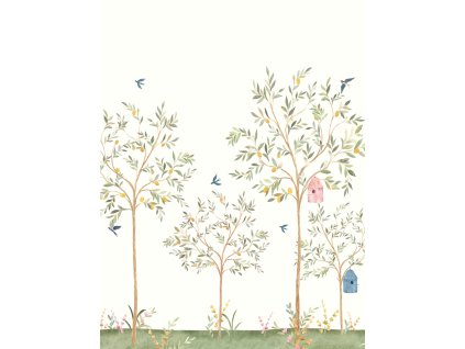 Dětská vliesová obrazová tapeta na zeď, stromečky, CW6121-2, Cute Walls, Decoprint, velikost 2,12 x 2,8 m
