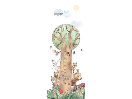 Dětská vliesová obrazová tapeta na zeď / metr, strom, zvířátka, CW6060-1, Cute Walls, Decoprint, velikost 1,06 x 2,8 m