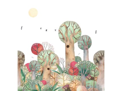 Dětská vliesová obrazová tapeta na zeď, krajina, les, CW6049-1, Cute Walls, Decoprint, velikost 2,65 x 2,8 m