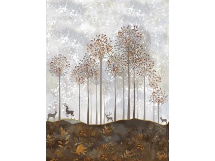 Dětská vliesová obrazová tapeta na zeď, jeleni, les, CW6047-2, Cute Walls, Decoprint, velikost 2,12 x 2,8 m