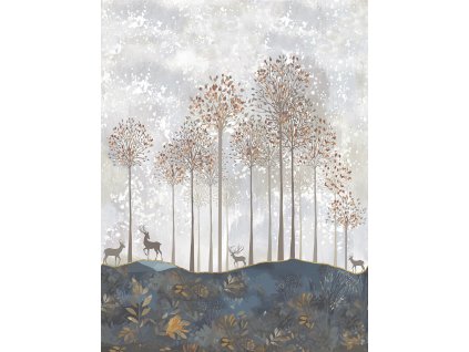 Dětská vliesová obrazová tapeta na zeď, jeleni, les, CW6047-1, Cute Walls, Decoprint, velikost 2,12 x 2,8 m