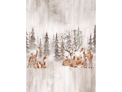 Dětská vliesová obrazová tapeta na zeď, lesní zvířátka, CW6046-1, Cute Walls, Decoprint, velikost 2,12 x 2,8 m