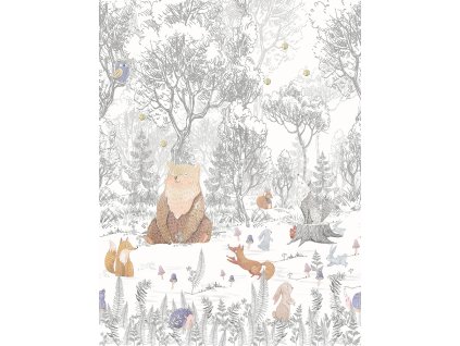 Dětská vliesová obrazová tapeta na zeď, lesní zvířátka, CW6043-1, Cute Walls, Decoprint, velikost 2,12 x 2,8 m