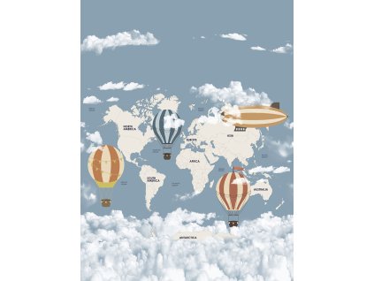 Dětská vliesová obrazová tapeta na zeď, mapa Světa, CW6037-1, Cute Walls, Decoprint, velikost 2,12 x 2,8 m
