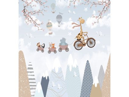 Dětská vliesová obrazová tapeta na zeď, zvířátka, CW6033-1, Cute Walls, Decoprint, velikost 2,65 x 2,8 m