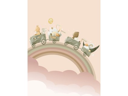 Dětská vliesová obrazová tapeta na zeď, zvířátka, duha, CW6002-2, Cute Walls, Decoprint, velikost 2,12 x 2,8 m