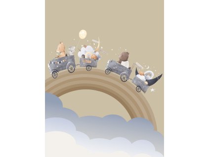 Dětská vliesová obrazová tapeta na zeď, zvířátka, duha, CW6002-1, Cute Walls, Decoprint, velikost 2,12 x 2,8 m