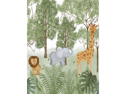 Dětská vliesová obrazová tapeta na zeď, zvířátka, CW6117-1, Cute Walls, Decoprint, velikost 2,12 x 2,8 m