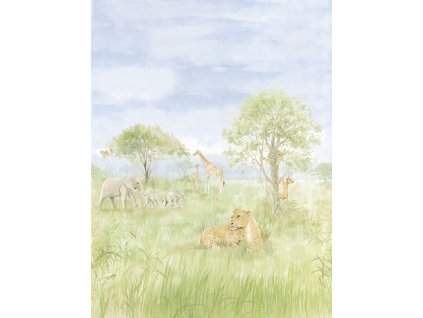 Vliesová obrazová tapeta na zeď, zvířata z Afriky, CW6113-2, Cute Walls, Decoprint, velikost 2,12 x 2,8 m