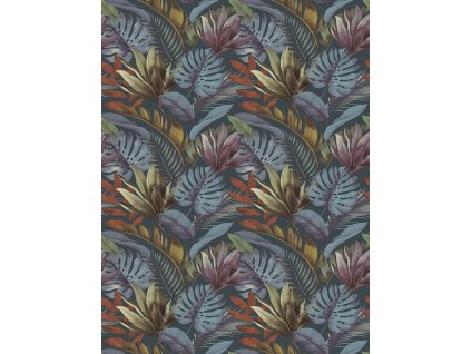 Vliesová obrazová tapeta na zeď, modro-hnědá, listy, FW4059-5, Feature Walls, Decoprint, velikost 2,12 x 2,8 m