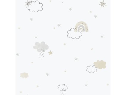 Dětská vliesová tapeta na zeď, šedo-béžová, mráčky, 288-3, Enzo, ICH Wallcoverings, velikost 10,05 x 0,53 m