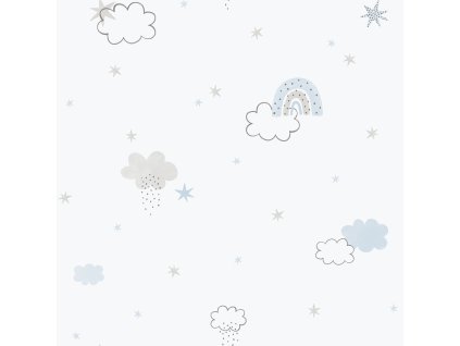 Dětská vliesová tapeta na zeď, modrá, mráčky, 288-2, Enzo, ICH Wallcoverings, velikost 10,05 x 0,53 m