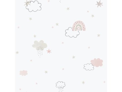 Dětská vliesová tapeta na zeď, růžová, mráčky, 288-1, Enzo, ICH Wallcoverings, velikost 10,05 x 0,53 m
