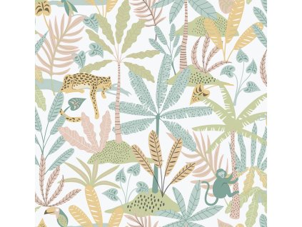 Dětská vliesová tapeta na zeď, zelená, džungle, 286-4, Enzo, ICH Wallcoverings, velikost 10,05 x 0,53 m