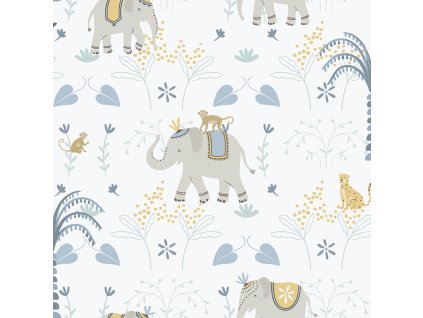 Dětská vliesová tapeta na zeď, modrá, zvířátka, 285-2, Enzo, ICH Wallcoverings, velikost 10,05 x 0,53 m