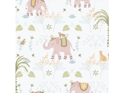 Dětská vliesová tapeta na zeď, růžová, zvířátka, 285-1, Enzo, ICH Wallcoverings, velikost 10,05 x 0,53 m