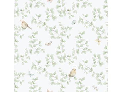 Dětská vliesová tapeta na zeď, zelená, ptáčci, 284-3, Enzo, ICH Wallcoverings, velikost 10,05 x 0,53 m