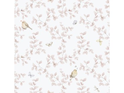 Dětská vliesová tapeta na zeď, růžová, ptáčci, 284-1, Enzo, ICH Wallcoverings, velikost 10,05 x 0,53 m