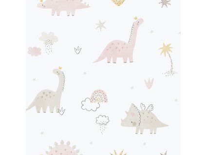 Dětská vliesová tapeta na zeď, růžová, dinosauři, 283-1, Enzo, ICH Wallcoverings, velikost 10,05 x 0,53 m