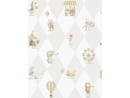 Dětská vliesová tapeta na zeď, šedo-béžová, zvířátka, 282-3, Enzo, ICH Wallcoverings, velikost 10,05 x 0,53 m