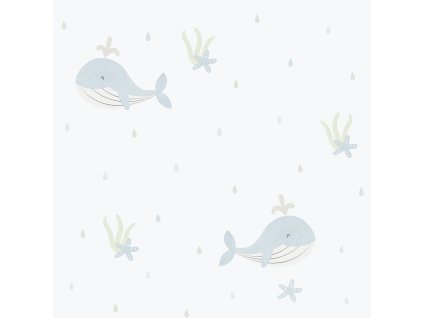 Dětská vliesová tapeta na zeď, modrá, velryby, 281-2, Enzo, ICH Wallcoverings, velikost 10,05 x 0,53 m