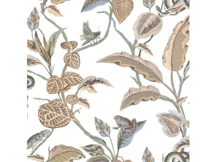 Vliesová tapeta na zeď, hnědo-modrá, listy, 15506, Botany House, Cristiana Masi by Parato, velikost 10,05 x 0,53 m