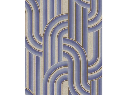 Geometrická vliesová tapeta na zeď, modro-béžová, retro, 340566, Groovy, Eijffinger, velikost 10 x 0,52 m