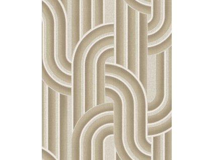 Geometrická vliesová tapeta na zeď, hnědo-béžová, retro, 340564, Groovy, Eijffinger, velikost 10 x 0,52 m