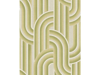 Geometrická vliesová tapeta na zeď, zeleno-béžová, retro, 340562, Groovy, Eijffinger, velikost 10 x 0,52 m