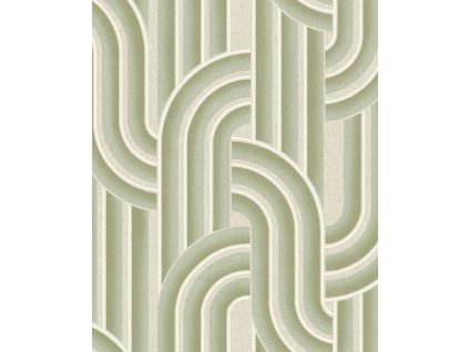 Geometrická vliesová tapeta na zeď, zeleno-béžová, retro, 340561, Groovy, Eijffinger, velikost 10 x 0,52 m