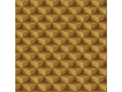 3D geometrická vliesová tapeta na zeď, zlatá, 20015, New Tekko, Emiliana Parati, velikost 10,05 x 1,06 m