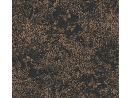 Vliesová tapeta na zeď, černo-bronzová, leopard, příroda, ZON204, Amazone, Masureel, velikost 10,05 x 0,7 m