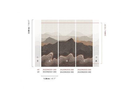 Vliesová obrazová tapeta na zeď, hnědo-šedá, horská krajina, DGZON2033-300, Amazone, Masureel, velikost 1,06 x 3 m