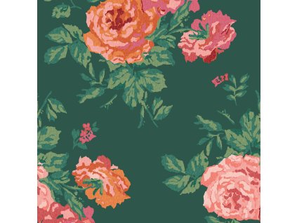 Vliesová tapeta na zeď, zelená, květiny, růže, 125496, Cath Kidstone, velikost 10 x 0,52 m
