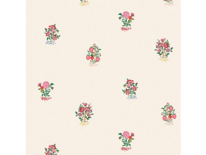 Vliesová tapeta na zeď, krémovo-růžová, květiny, jahody, 125530, Cath Kidstone, velikost 10 x 0,52 m