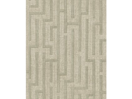 Vliesová tapeta na zeď, šedo-béžová, zelená, imitace látky, 350532, Riviera Maison,  Eijffinger, velikost 10 x 0,52 m