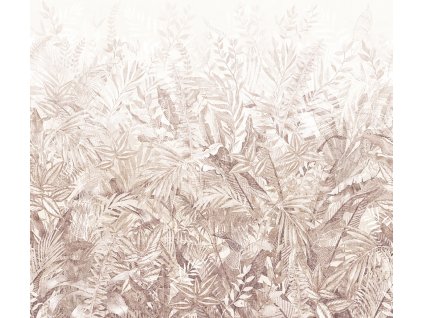 Vliesová fototapeta na zeď,  hnědá, listy, 350708, Riviera Maison,  Eijffinger, velikost 3,18 x 2,8 m