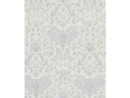 Vliesová tapeta na zeď, šedo-béžová, modrá, ornamenty, 35147, City Romance, Marburg, velikost 10,05 x 0,53 m